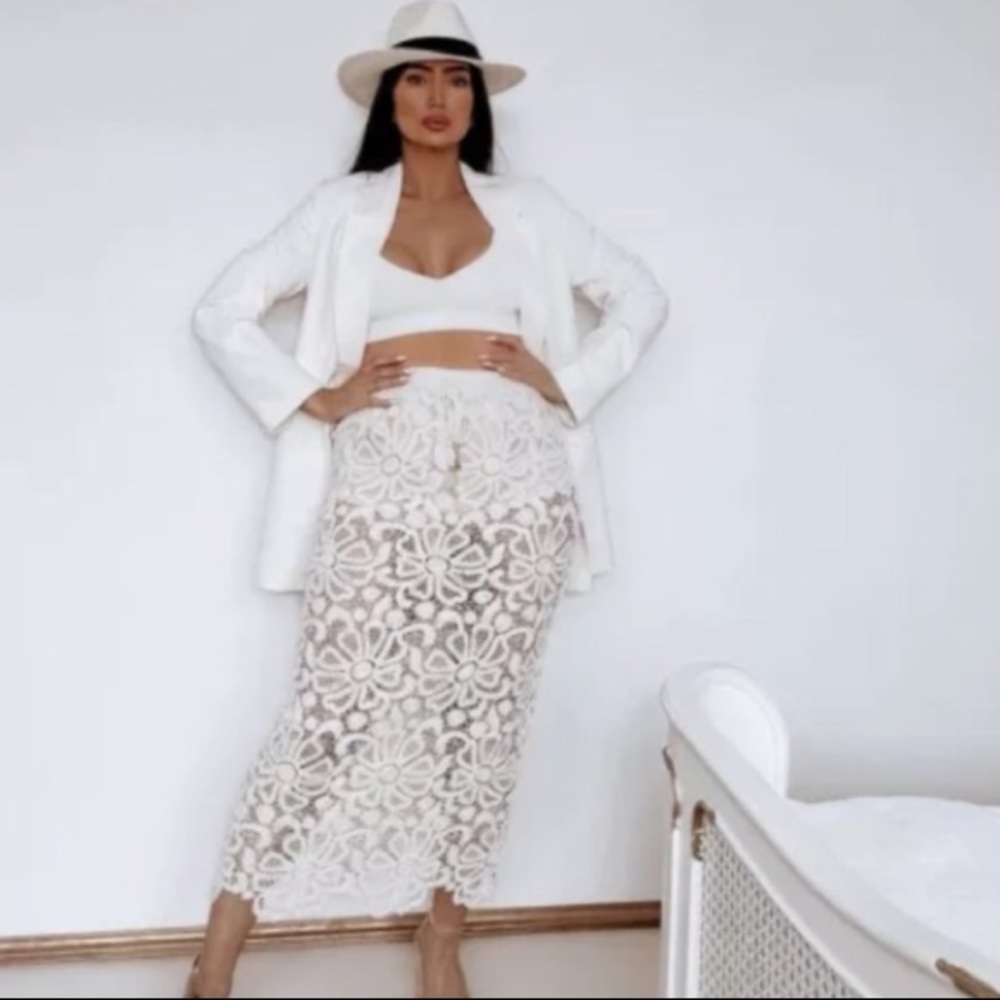 Zara Cream Crochet Lace Midi Skirt - Picture 13 of 16
